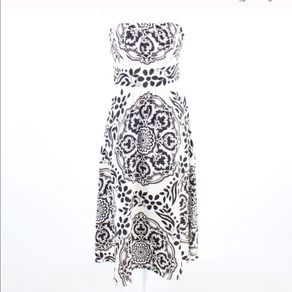 WHBM 100% Silk A-Line strapless dress